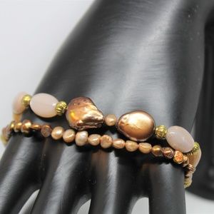 Plus size golden pearl beaded bracelet